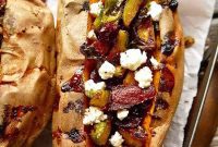 Sweet Potato Boats: Bacon, Brussels & Cranberry