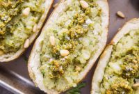Paleo Whole30 Pesto Twice-Baked Potato Boats