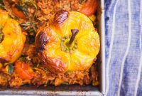 Savory Stuffed Peppers with Zucchini, Meat & Rice