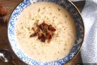 Hearty Paleo Bacon Chestnut Cauliflower Soup