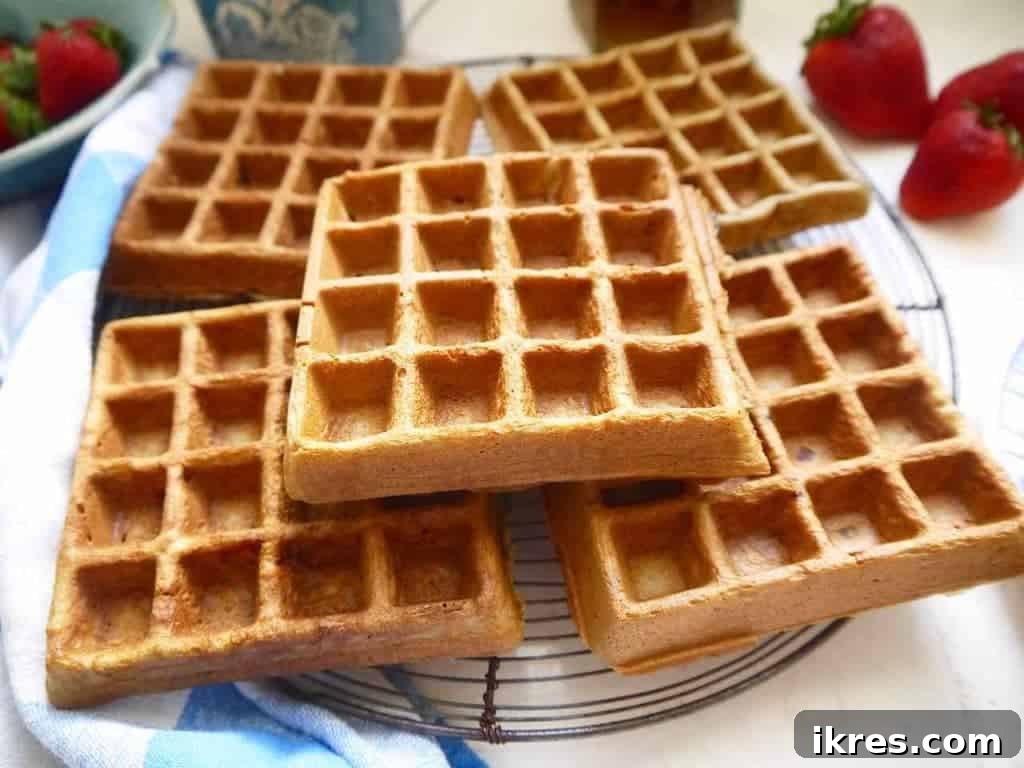 Irresistibly Crispy Paleo Berry Waffles 6 A perfectly cooked crispy Paleo Berry Waffle on a cooling rack