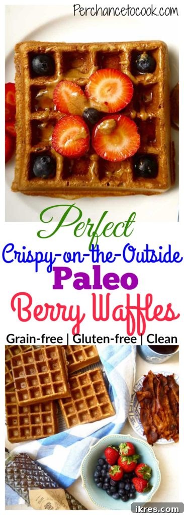 Irresistibly Crispy Paleo Berry Waffles 10 Close-up of fluffy interior of a Paleo Berry Waffle