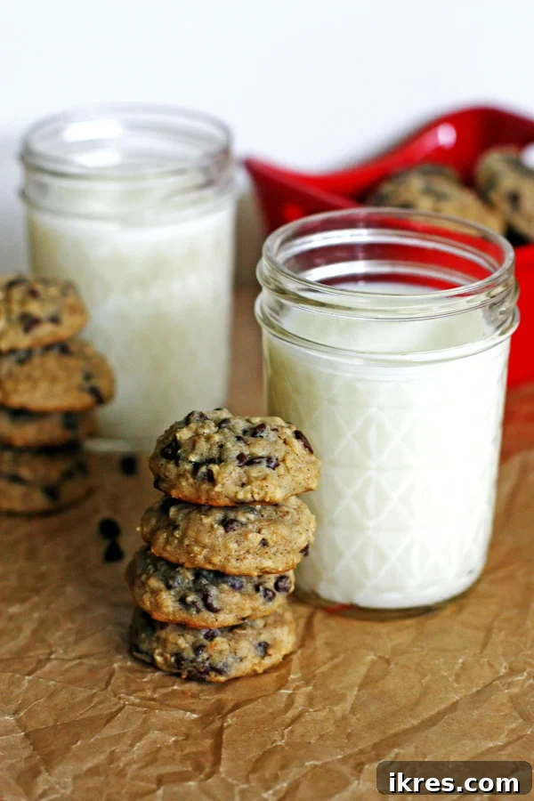 Perfectly baked Oatmeal Chocolate Chip Cookies on a cooling rack, showcasing their soft, chewy texture.