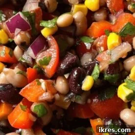Redneck Caviar (Cowboy Caviar) with corn, black beans, and peppers.