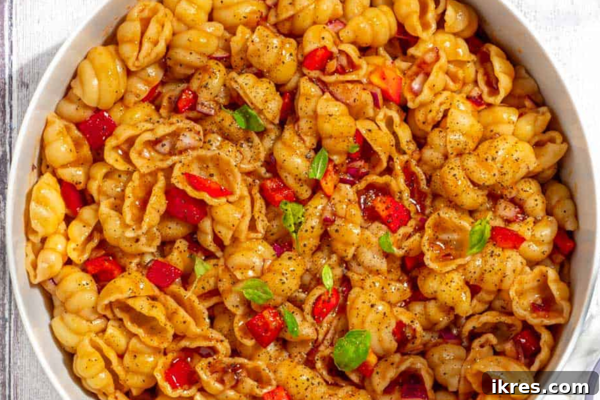 Traditional Curry Pasta Salad with tender pasta and crunchy vegetables