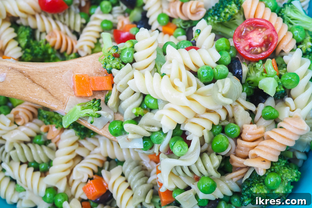 Traditional Italian Pasta Salad with colorful vegetables and Italian dressing