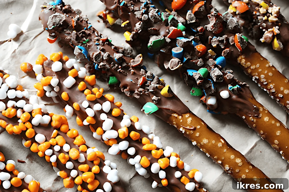 No Oven, No Sweat: 19 Easy Desserts to Cool Your Summer 18 Sweet and salty Chocolate Covered Pretzel Rods, a simple no-bake treat with sprinkles.