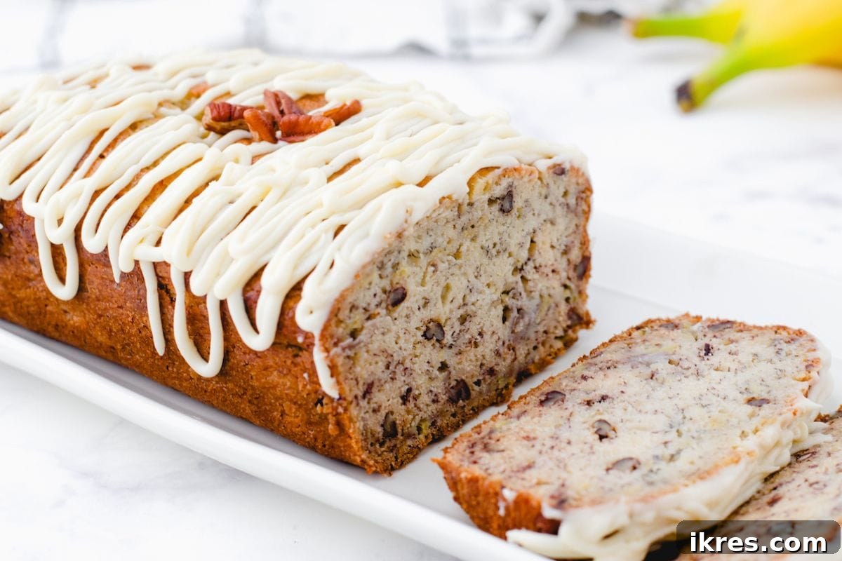 Soft and moist buttermilk banana bread loaf with a golden crust