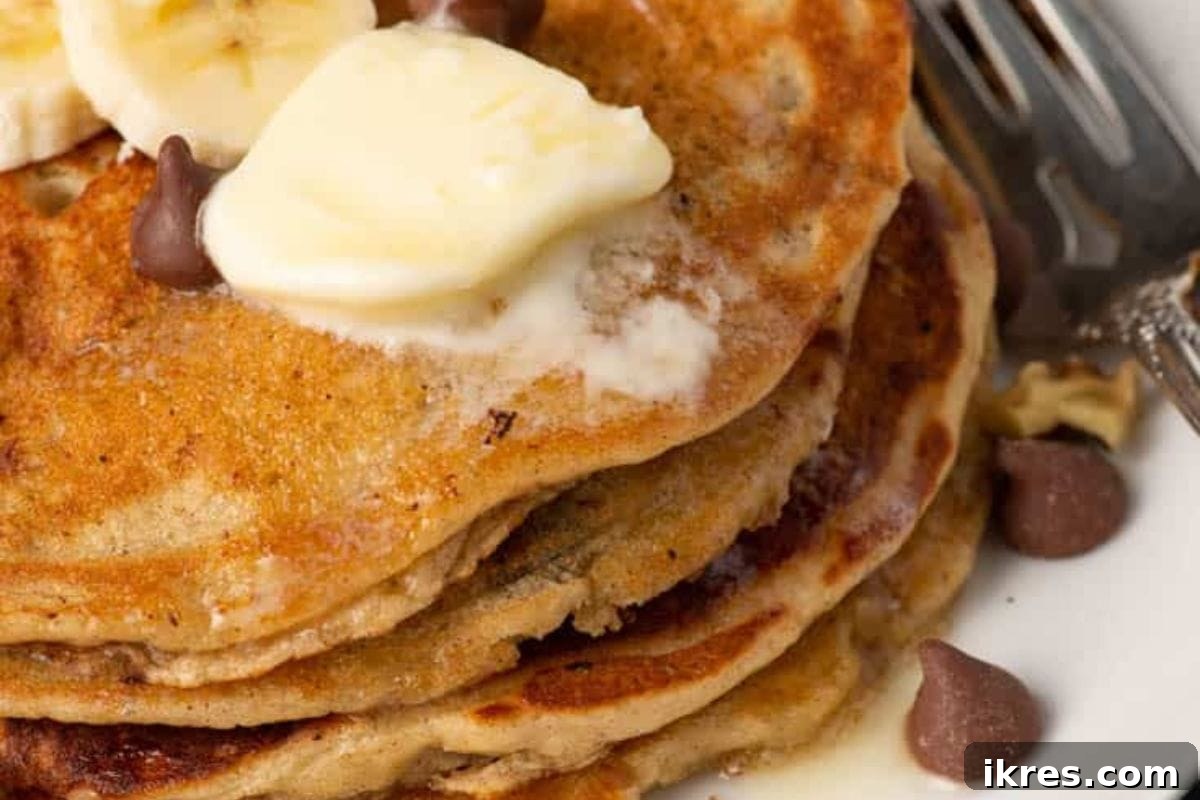 Fluffy banana bread pancakes infused with cinnamon and brown sugar, better than traditional pancakes