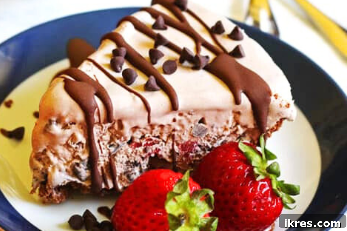 A slice of delicious ice cream pie, part of a collection of 19 no-bake desserts perfect for summer.
