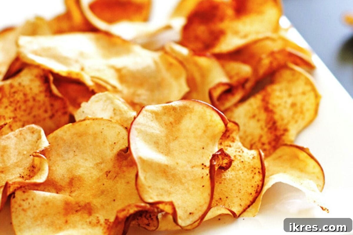 12 Delicious Apple Recipes You'll Absolutely Adore 2 Crispy Baked Apple Chips arranged on a rustic white background