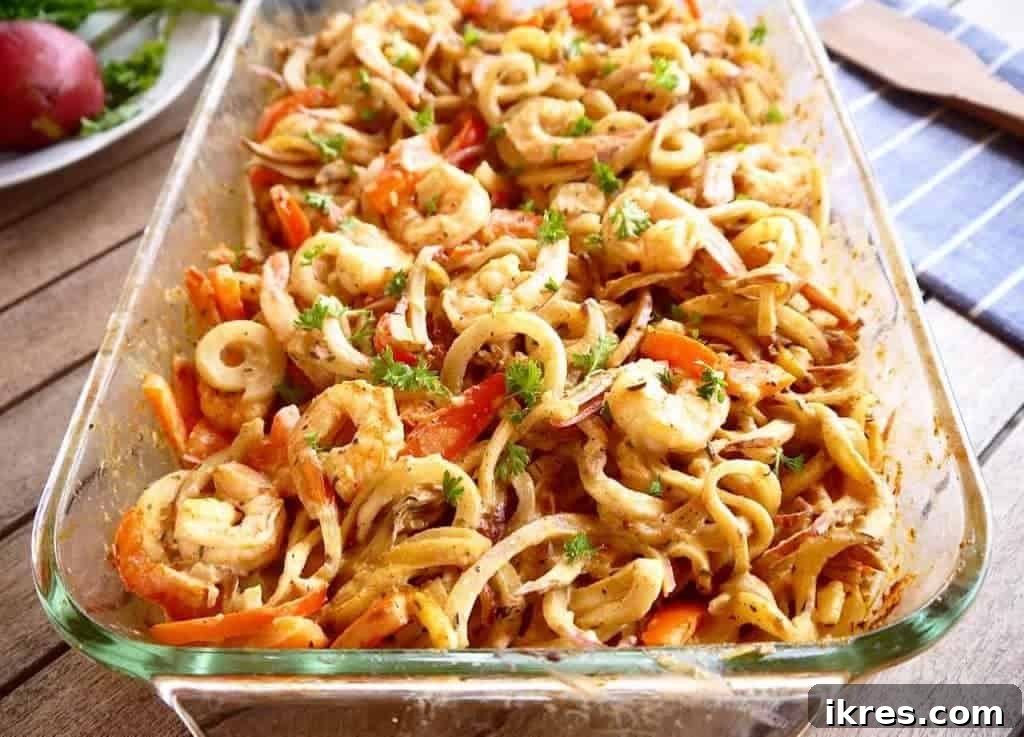 Zesty Cajun Shrimp & Potato Noodle Bake 6 Fresh red bell peppers and tomatoes, essential vegetables for a vibrant Cajun sauce