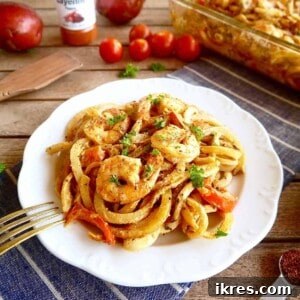 Zesty Cajun Shrimp & Potato Noodle Bake 8 Cajun Shrimp and Spiralized Potato Casserole - a delicious Paleo and Whole30 meal