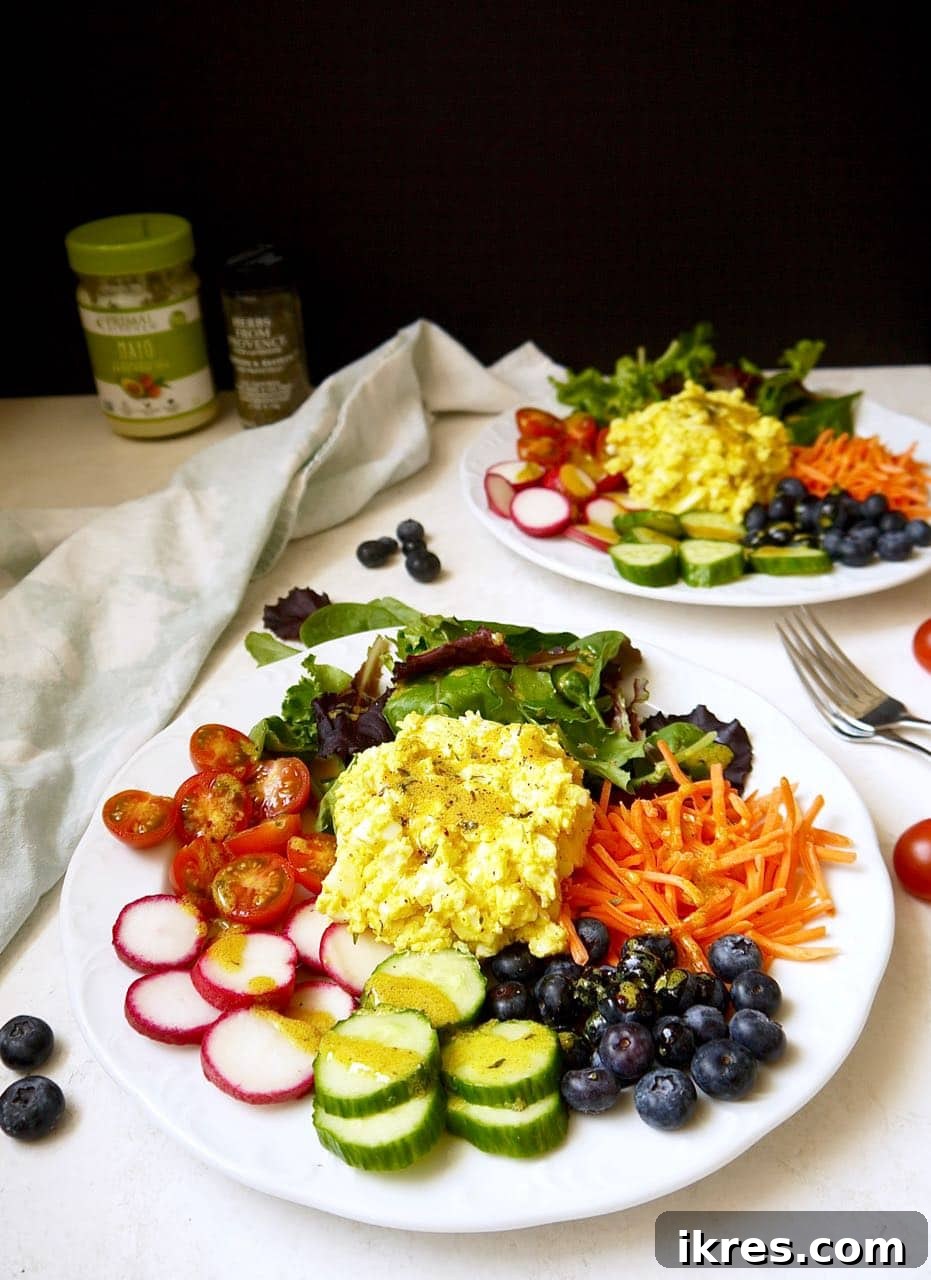 Fresh Garden Egg Salad with Golden Turmeric Dijon 5 Fresh Garden Egg Salad with Turmeric Dijon Dressing {Paleo, Whole30} | Perchance to Cook, www.perchancetocook.com