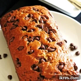 This Chocolate Chip Banana Bread is moist from the bananas and extra sweet from the chocolate chips.