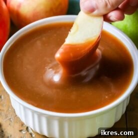 Creamy homemade caramel apple dip, perfect for fresh apple slices.
