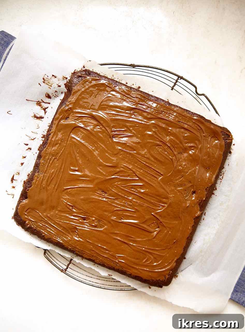 Gluten-Free Toasted Coconut Cloud Brownies 7 Melted chocolate drizzled over the top of the cooled coconut brownies.