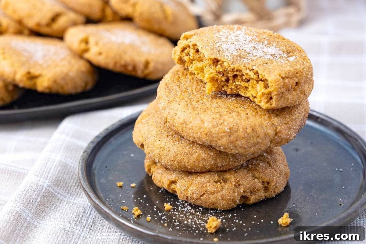 Soft and chewy Pumpkin Spiced Cookies coated in cinnamon sugar, perfect for fall