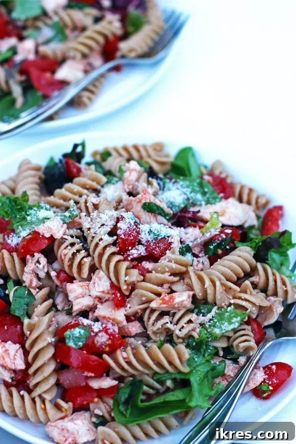 Plated Tomato Basil Chicken Salad