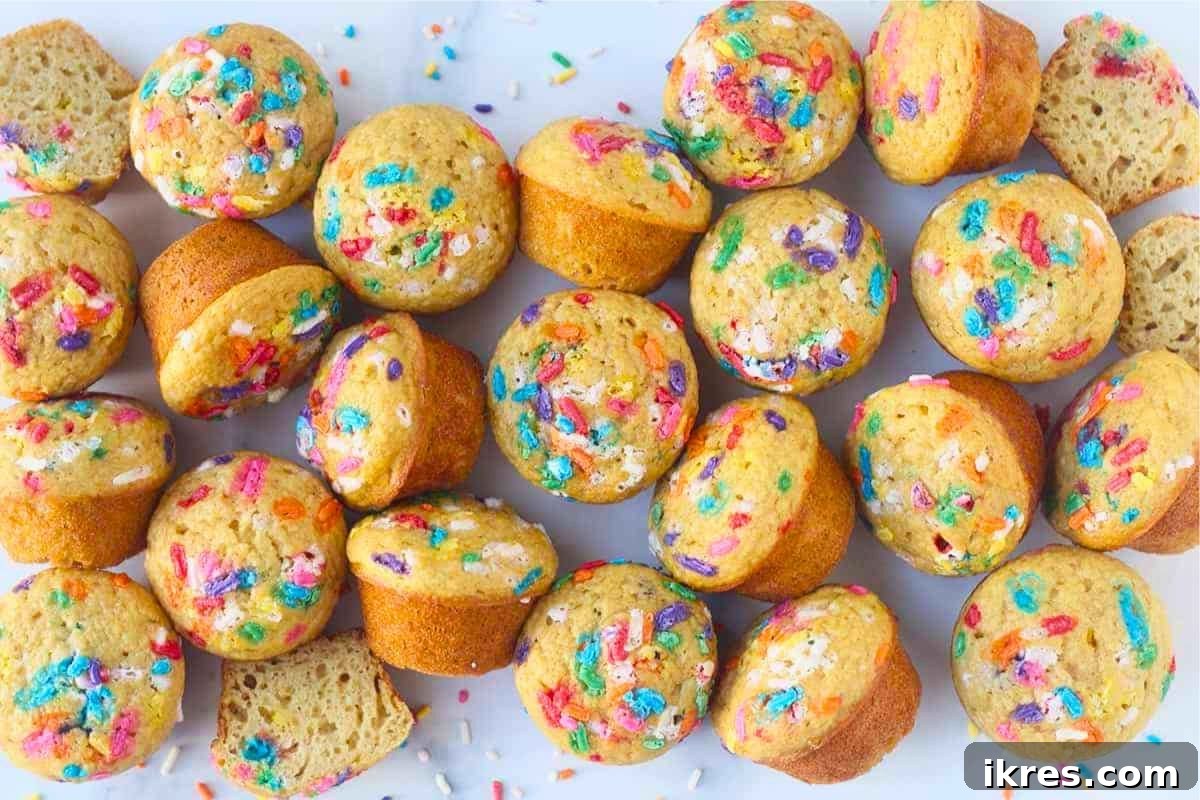 16 Irresistible Muffin Recipes 3 Festive Birthday Cake Muffins with sprinkles, a fun and nutritious option for kids' breakfast or snack