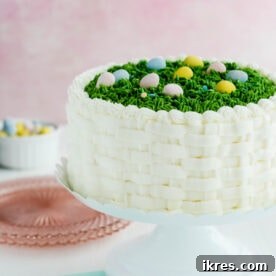 Easter Confetti Cake, a homemade delight that promises to be the highlight of any Easter table, with endless possibilities for unique color combinations using different sprinkles.