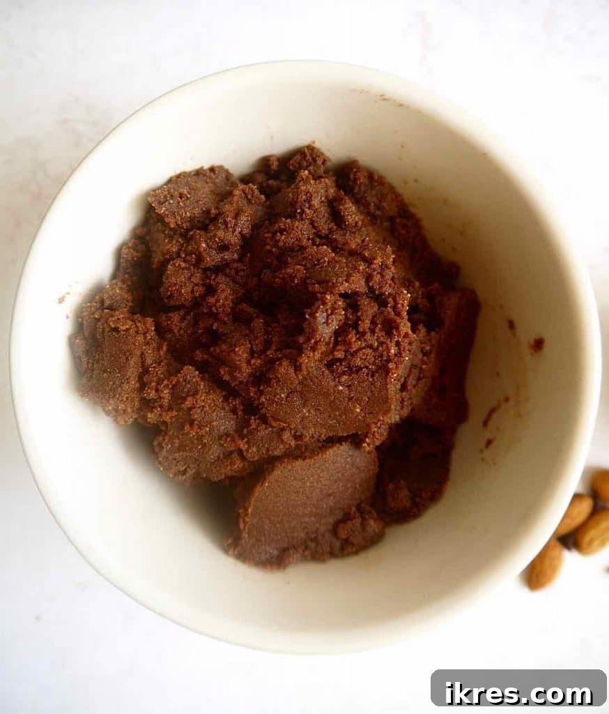 Velvety Paleo Chocolate Almond Butter 5 First attempt at Paleo Chocolate Almond Butter, showing thick consistency