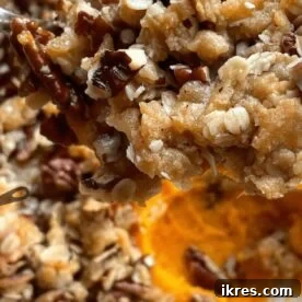 Sweet potato crunch casserole with a pecan praline topping.