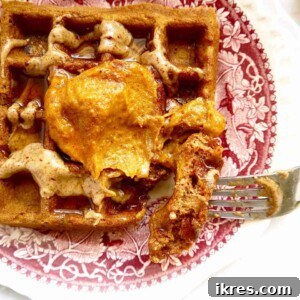 Paleo Pumpkin Waffles with Pumpkin Frosting {GF} | Perchance to Cook, www.perchancetocook.com
