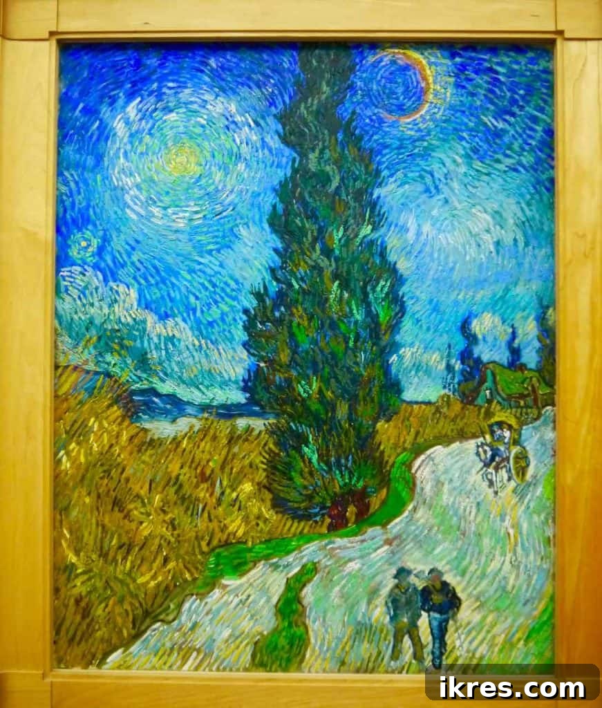 Close-up of a captivating Van Gogh painting at the museum