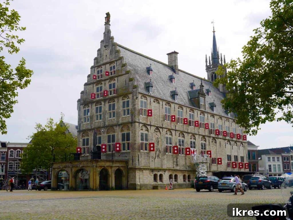 Vibrant market square in Gouda, bustling with activity