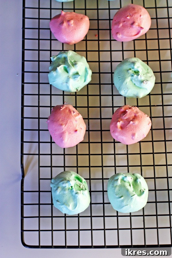 Light Chocolate Chip Meringue Clouds 3 Colorful Christmas Meringue Cookies with Red and Green Hues