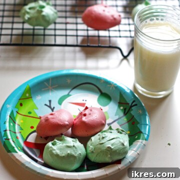 Light Chocolate Chip Meringue Clouds 6 Delicious Chocolate Chip Meringue Cookies on a plate