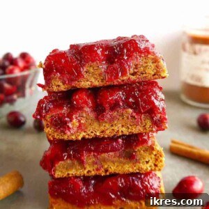 Gluten-free Cranberry Sauce Bars stacked on top of each other.