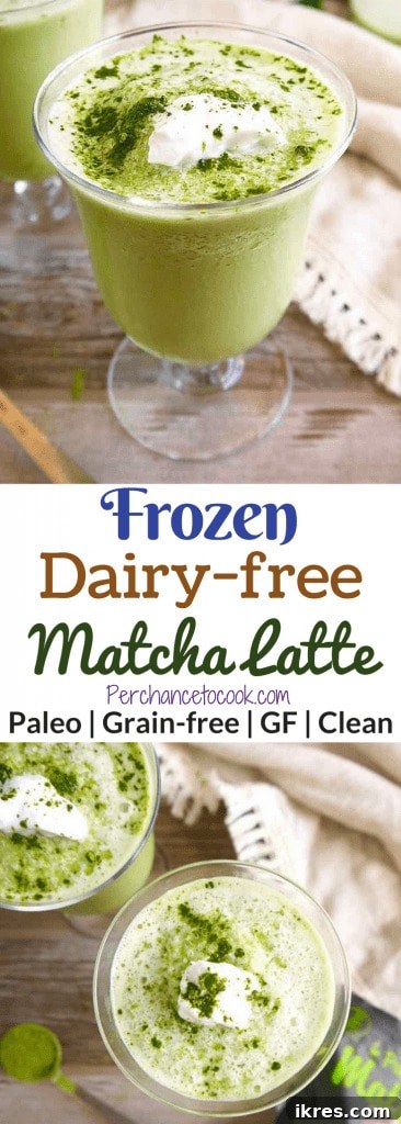Wholesome Frozen Dairy-Free Matcha Delight 7 Enjoying a delicious Frozen Dairy-free Matcha Latte