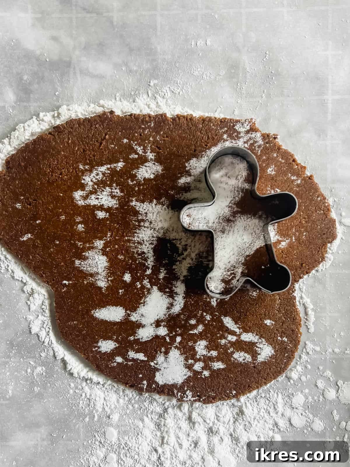 Cookie cutter in gingerbread dough.