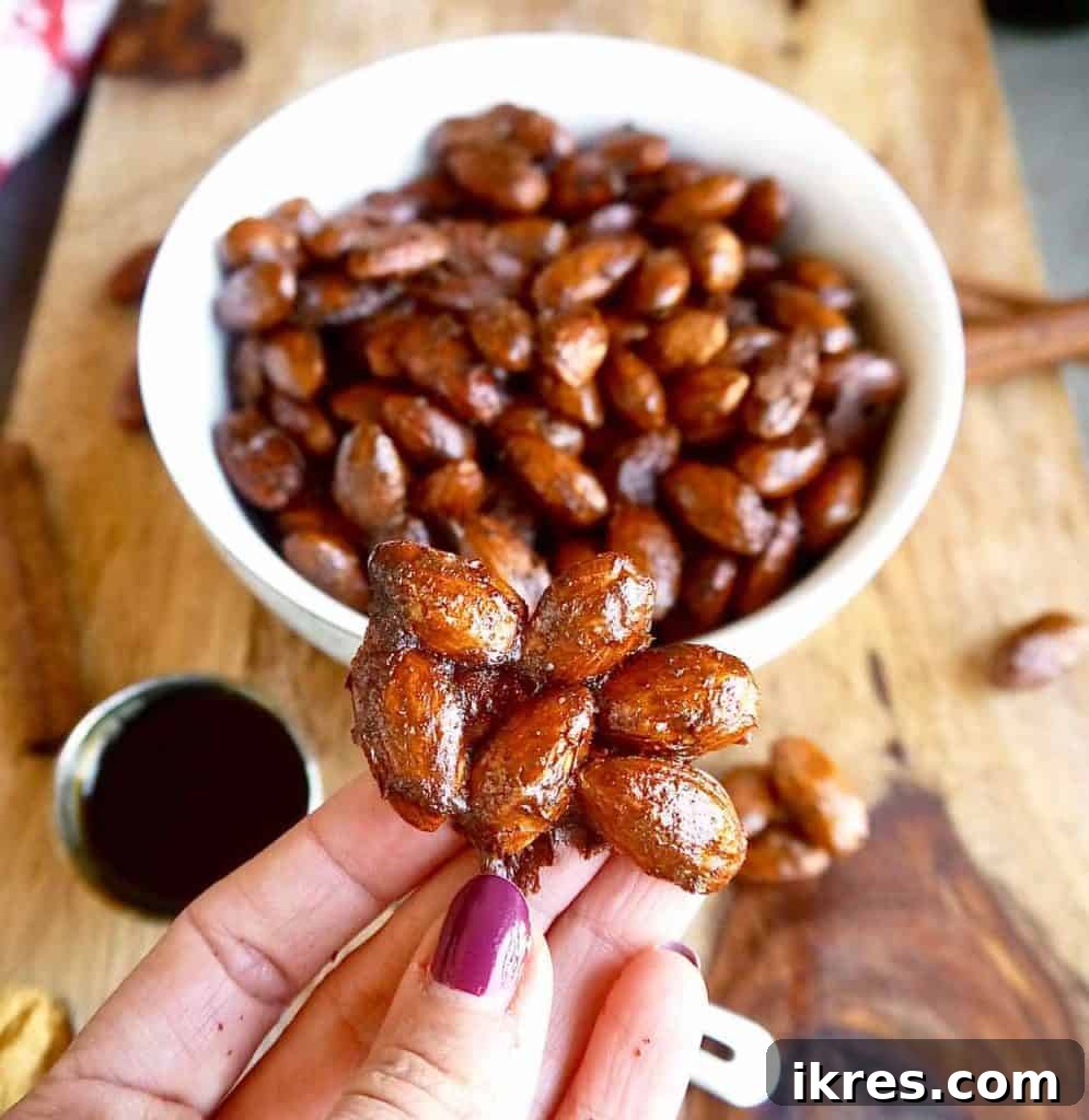 Close-up of crunchy Gingerbread Roasted Almond chunks.