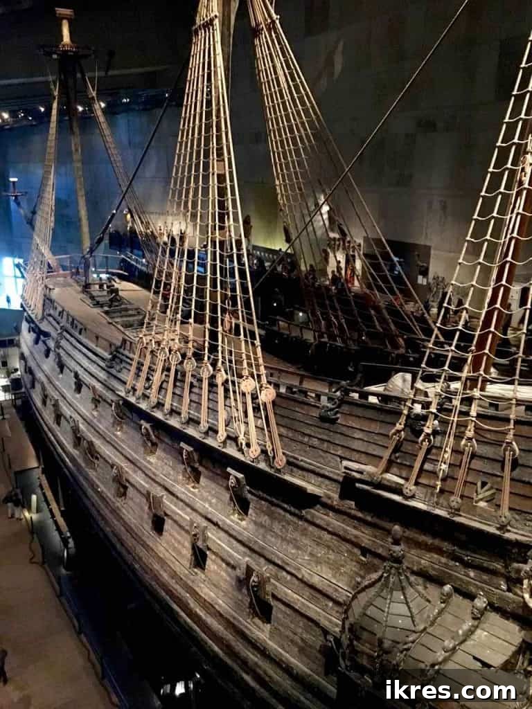 Stockholm: Sweden's Midnight Sun Capital 16 Intricate wooden carvings adorning the Vasa ship at the museum, showcasing 17th-century craftsmanship.