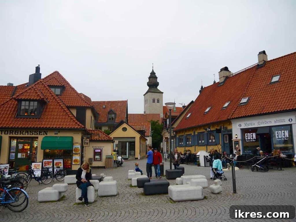 Charming cobblestone street in medieval Visby