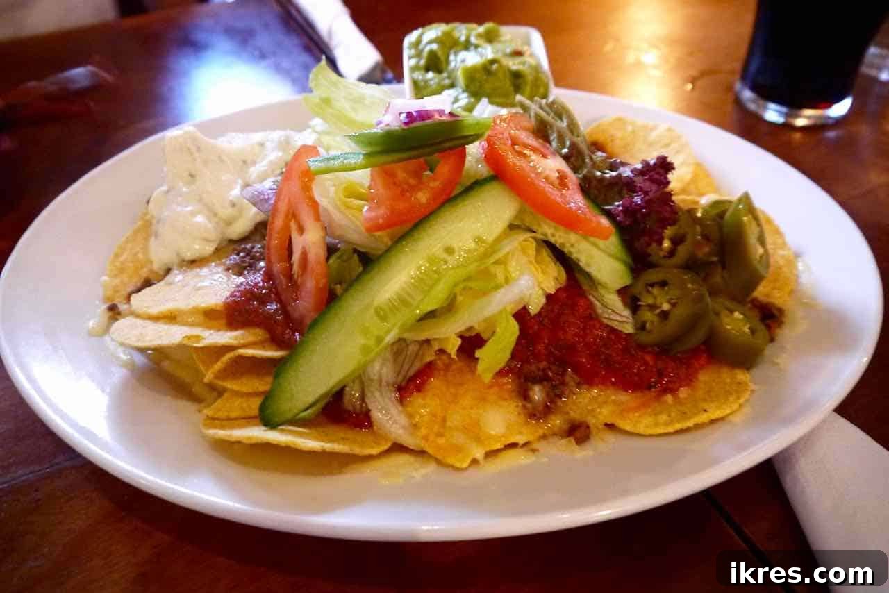 Appetizing nachos with various toppings