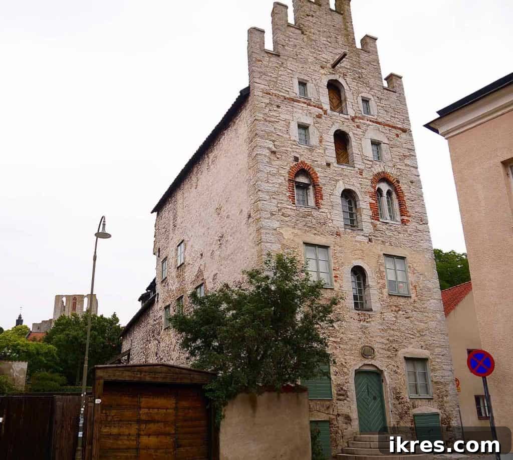 Historic architecture and greenery in Visby, Gotland