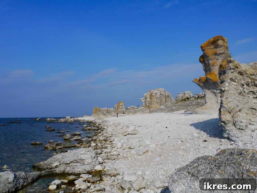 Abstract shapes of Langhammars raukar by the sea