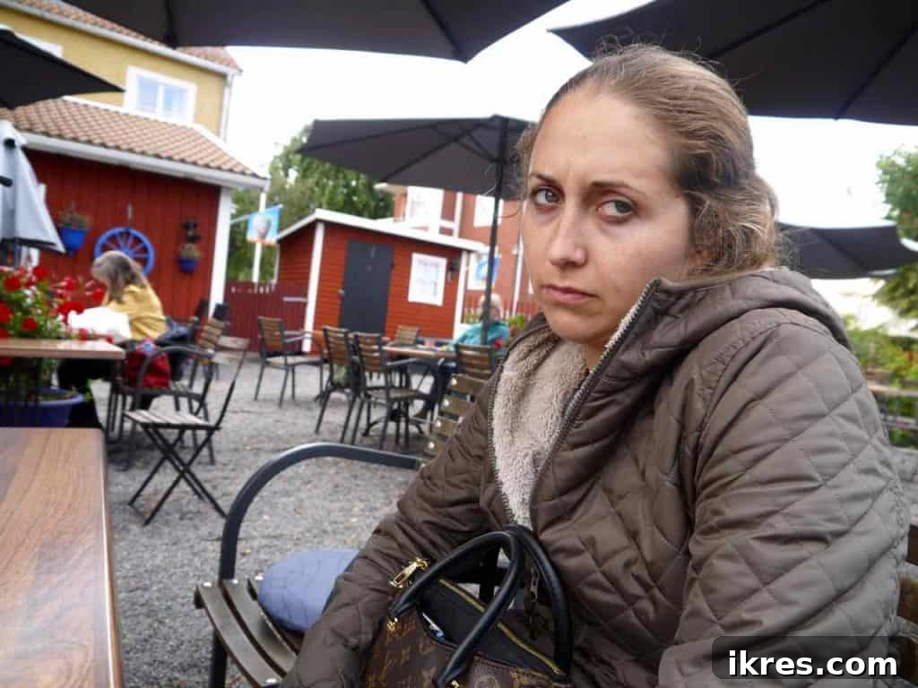 Author looking tired during her Gotland trip