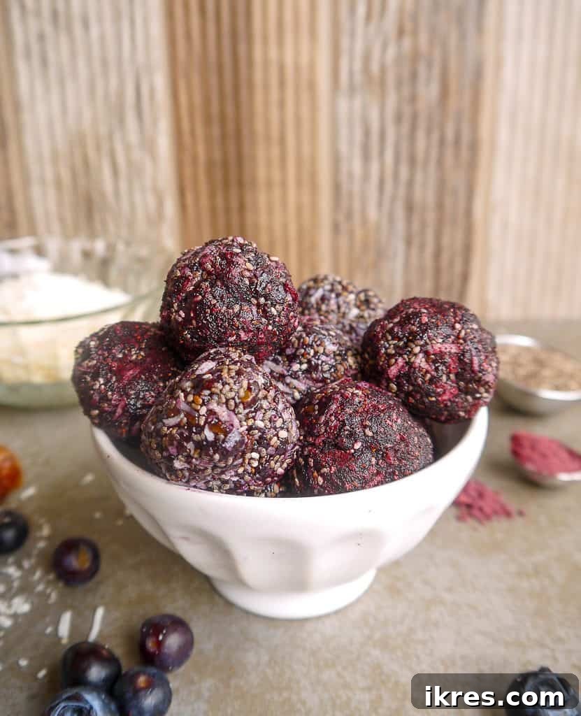 Wholesome Blueberry Date Energy Bites Paleo Vegan 4 The food processor with ingredients for Blueberry Date Energy Balls being blended, illustrating the easy preparation process.