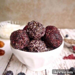 Blueberry Date Energy Balls (Paleo, Vegan) | Perchance to Cook, www.perchancetocook.com