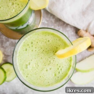 Fresh Green Apple, Cucumber, Kale, Ginger Juice