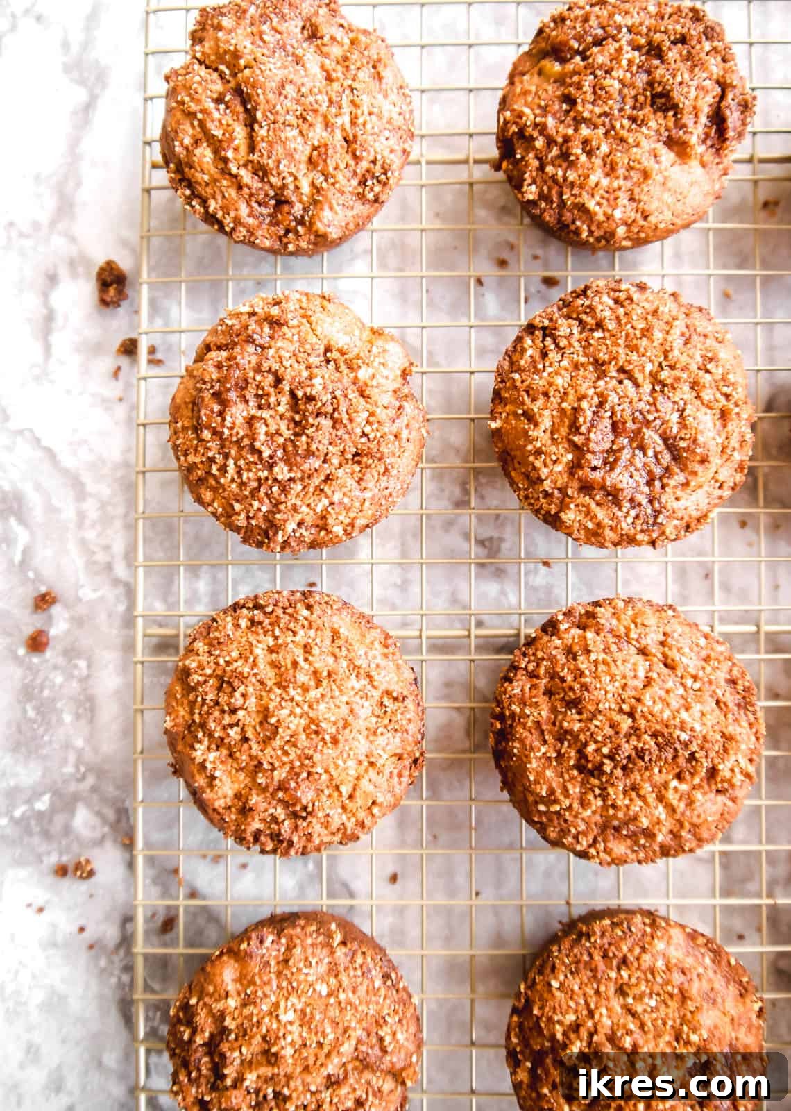 Nourishing Paleo Apple Muffins 3 Warm gluten-free apple cinnamon muffins cooling gently on a wire rack.