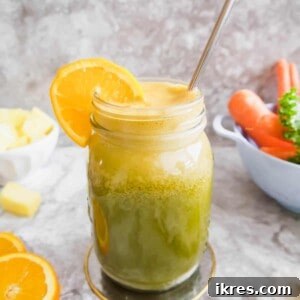 Tropical Kale Carrot Orange Juice (Paleo, Whole30, Vegan) | Perchance to Cook, www.perchancetocook.com