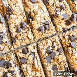 Two rows of no bake gluten-free almond butter granola bars.