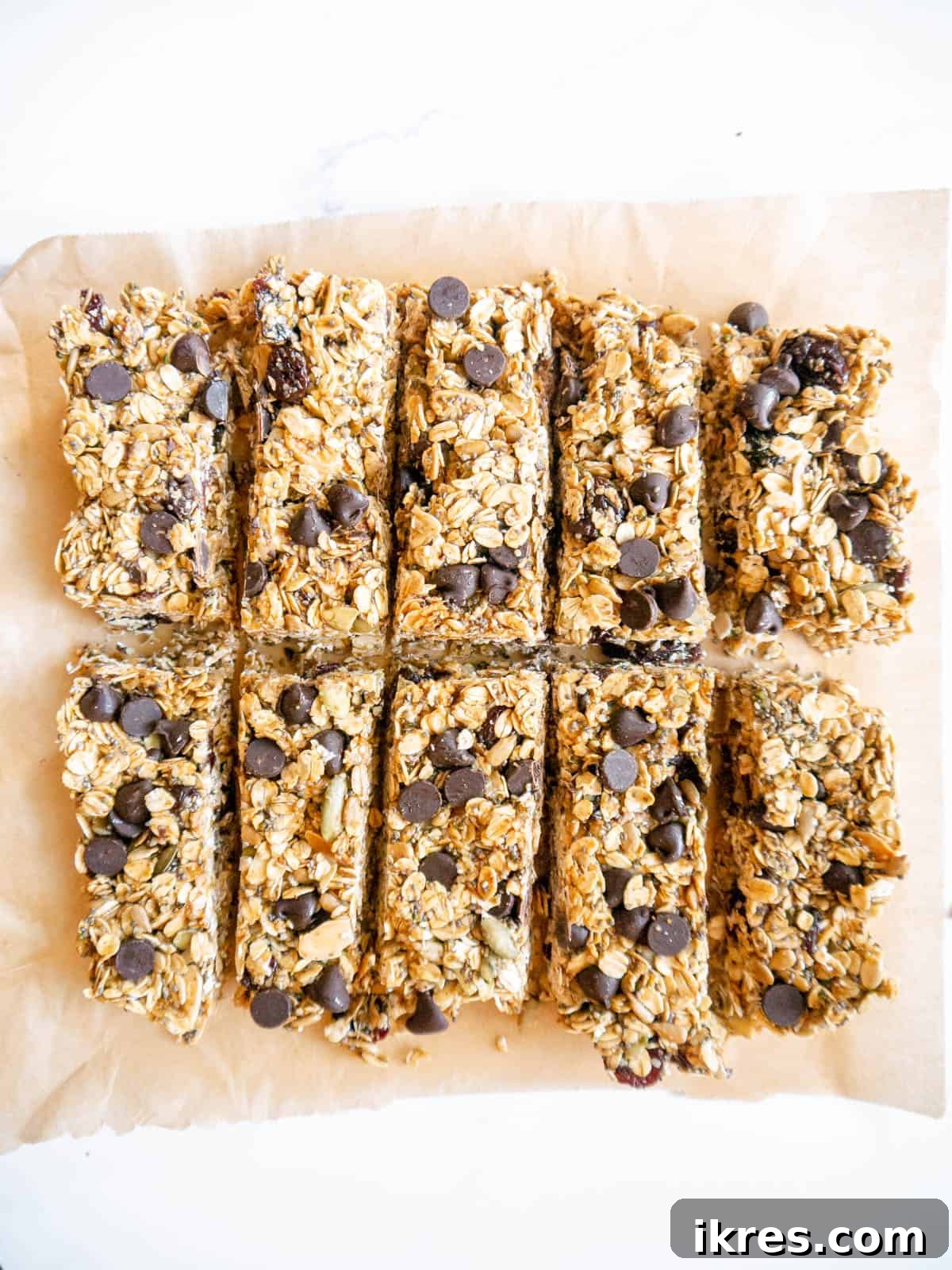 Effortless Gluten-Free Almond Butter Energy Bars 8 Homemade gluten free granola bars cut into bars.