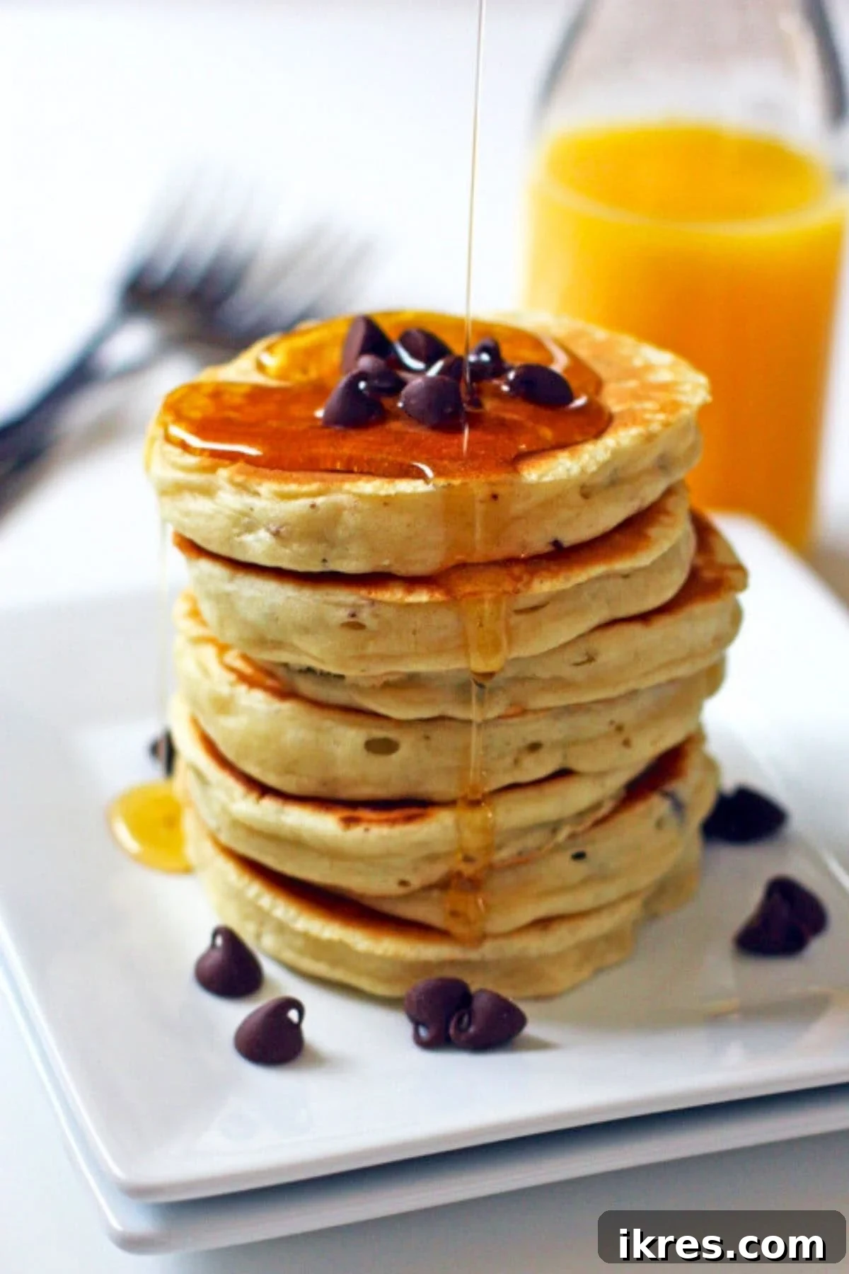 Golden Choc-Chip Stacks 2 Chocolate Chip Pancakes
